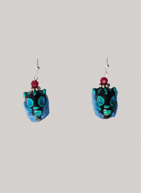 Aretes "Tiger Mask" negro-verde