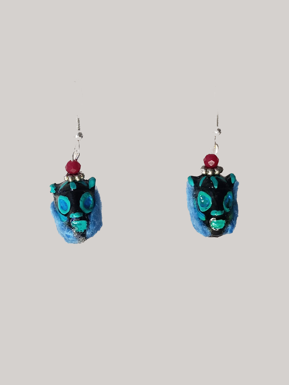 Aretes "Tiger Mask" negro-verde