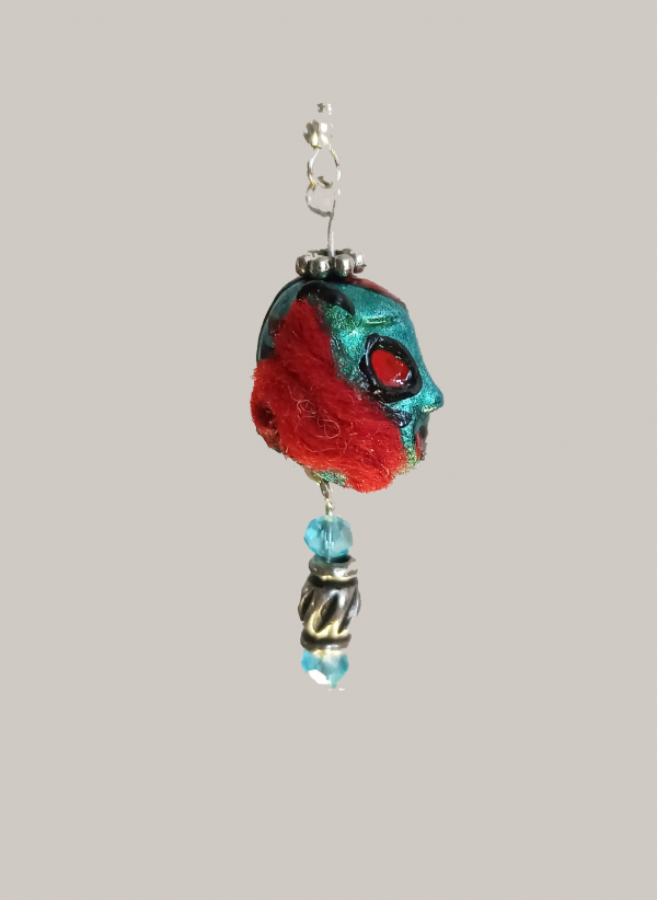 Aretes "Tiger Mask" verde-rojo - Imagen 2