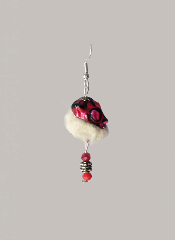 Aretes "Tiger Mask" rojo-rosa - Imagen 2